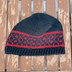 Hand made black and red beanie